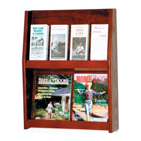 Wooden Mallet 4 Magazine/8 Brochure Wall Display - Mahogany LD24-8MH